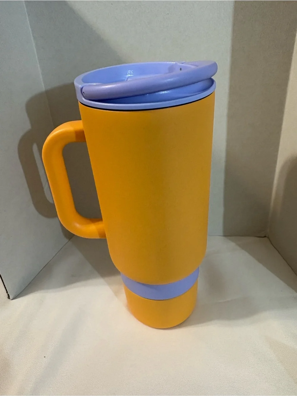 Ello Port Stainless Steel travel Tumbler 40oz orange purple w/handle top carrier